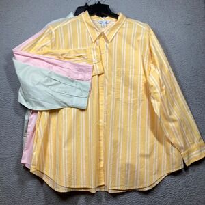 Old Navy The Classic Shirt Womens 4X Yellow Pink Green Cotton 3 Pack NEW